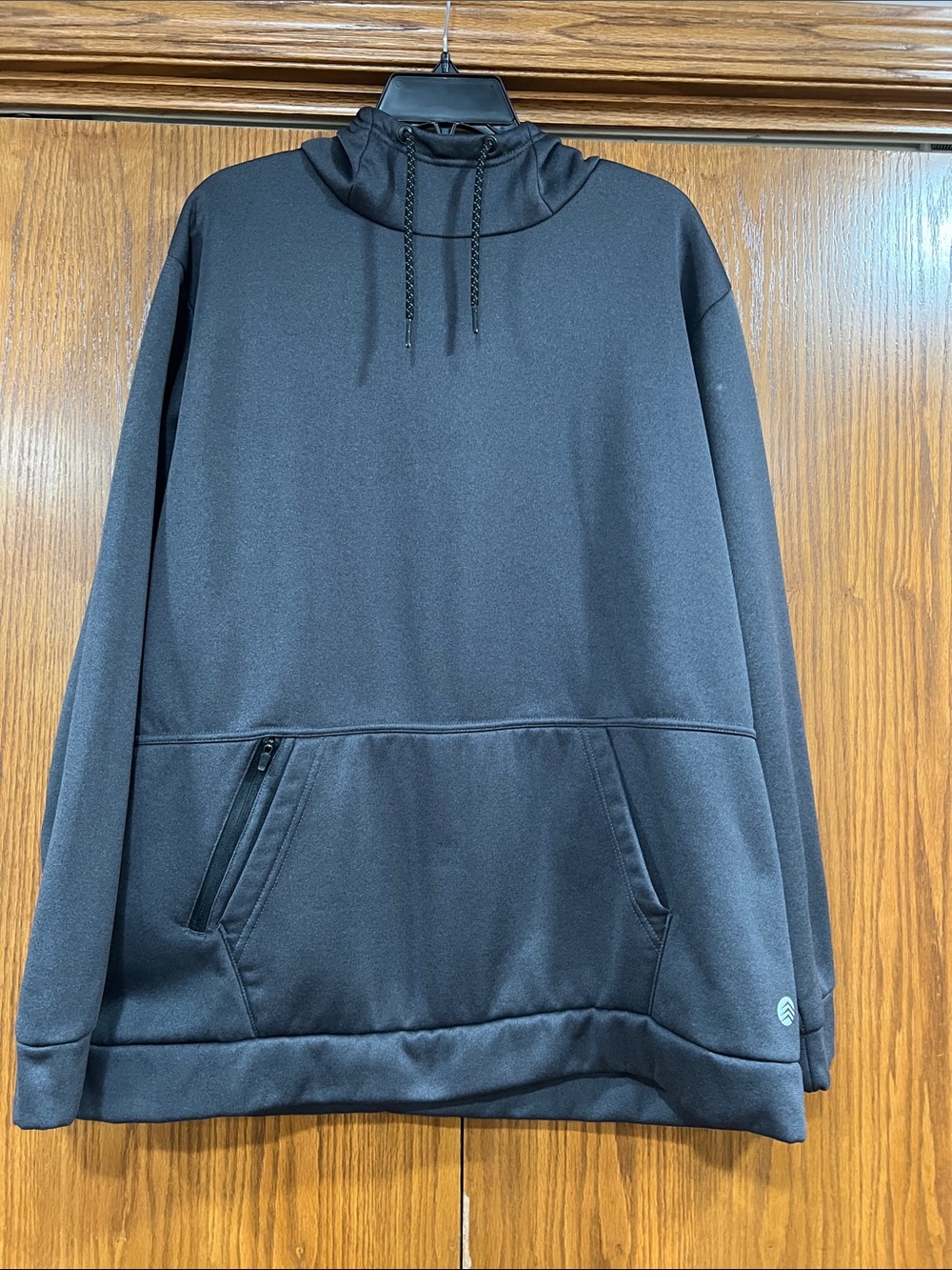 Men's Black Pullover Hoodie with Zippered Pocket